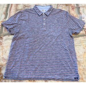 Faherty Mens Polo Shirt Blue Pink Indigo Dyed Baypoint Striped Short Sleeve XL